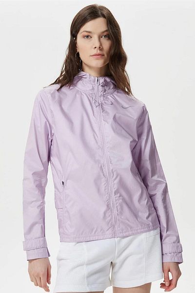 Nike Essential Running Full Zip Jacket Hooded Loose Pocket Γυναικείο μπουφάν για τρέξιμο Μωβ
