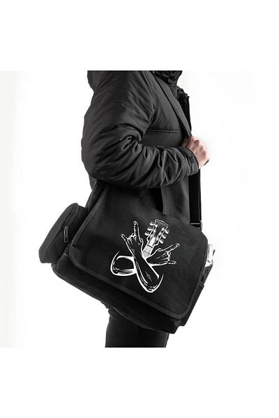 Aesthia Rock N Roll Guitar Symbol Printed Messenger Bag - Mingalondon