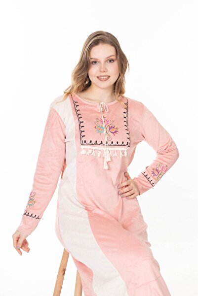 mervemoda Women's Long Sleeve Velvet Dress