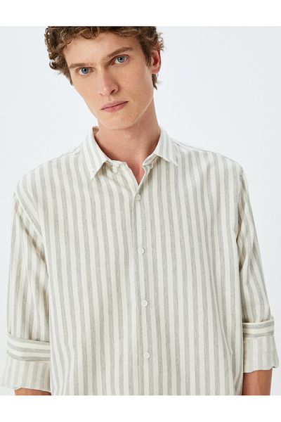 Koton New Season Long Sleeve Buttoned Shirt Collar Regular Fit Striped Shirt