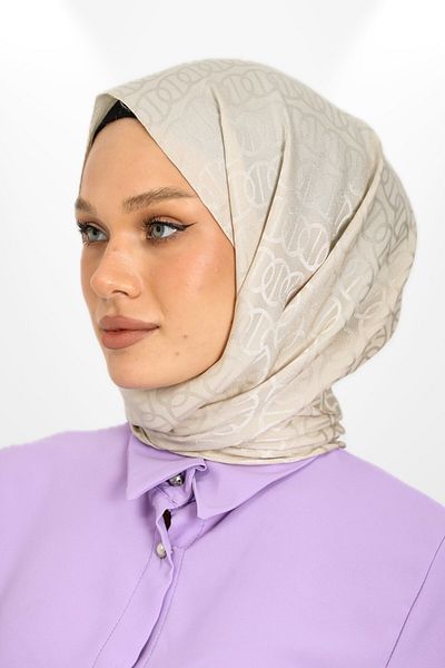 hijabchi Εισαγόμενο μοντέλο δαχτυλιδιού με μεταξένιο ζακάρ σάλι - Νέες συλλογές - Nude