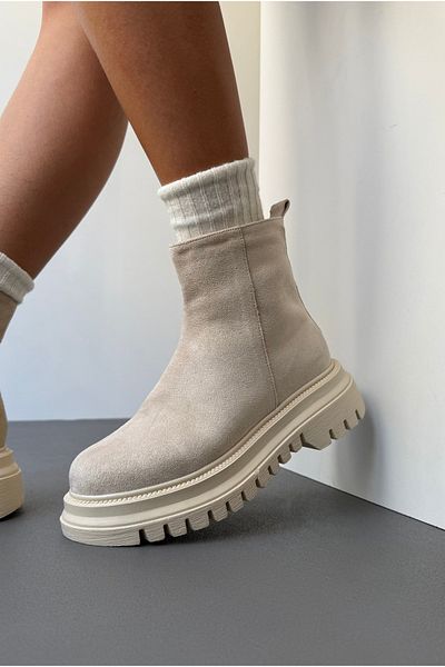 Mupa Shoes Γυναικείες Μπότες Μπεζ Suede