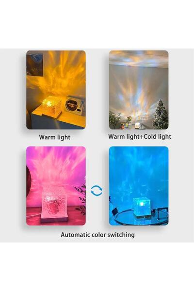 Mhm Collections Kristal Kuzey Işıkları 16 Renkli Projektör Gece Lambası