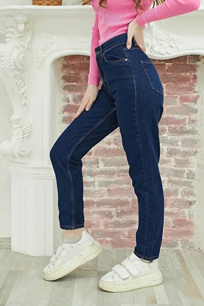 JILLY بنطلون جينز نسائي من Yıldız مصنوع من الليكرا مريح باللون النيلي والأزرق...