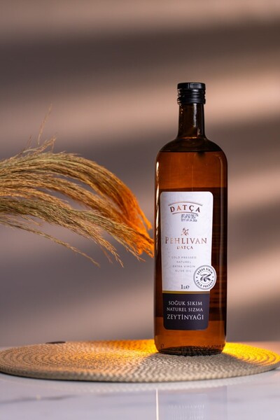 PEHLİVAN DATÇA Soğuk Sıkım Naturel Sızma Zeytin Yağı Cam Şişe 1 lt