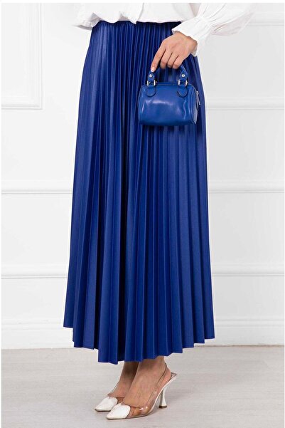 HEDİYE GİYİM 0008 Μοντέλο Δερμάτινη Πλισέ Φούστα