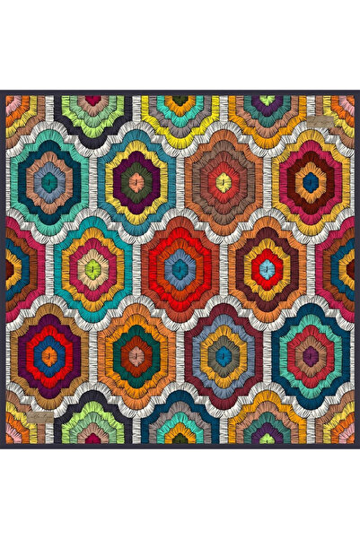 LA BOUTIQUE وشاح خريفي موديل 2231-01 - تصميم مقاس 90x90
