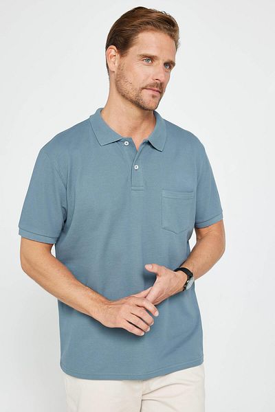 Tudors Men's Regular Fit Classic Fit 100% Cotton Plain Pique Gray Polo Neck T-Shirt