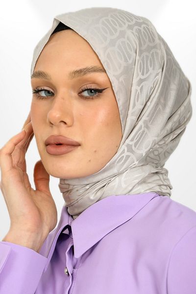 hijabchi Τζακάρ Εισαγόμενο Σιλκ Σάλ - Μοντέλο Δαχτυλίδι - Νέες Συλλογές - Κρέμα Νότρ