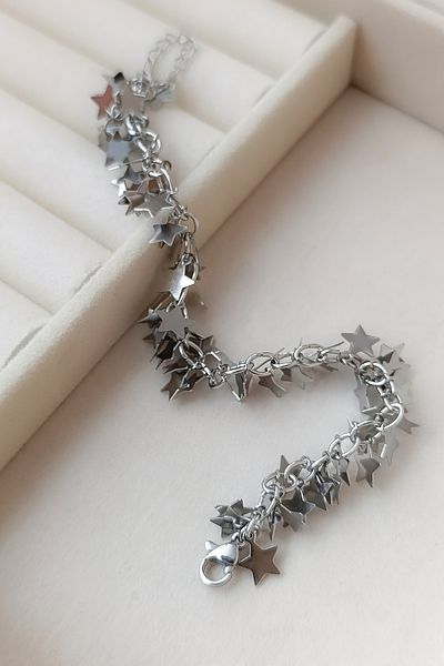 COSİTA Silver Luminous Star Clusters Detail Modern Stylish Steel Bracelet