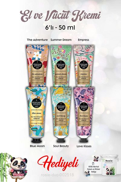 Eyüp Sabri Tuncer 50 ml Hand Cream 6 Pcs Blue Moon, Love Kisses, Empress, Summer Dream, the Adventure, Soul Beauty and Ros