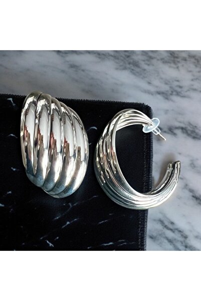 Kutcha Accessories Büyük Boy Çelik Küpe - Gümüş ve Altın Renk Seçenekleri