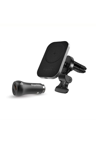 BLUPEBBLE شاحن NaviMag اللاسلكي 3 في 1 مع حامل شحن السيارة MagSafe بقوة 15 وات + شاحن السيارة بقوة 38 وات