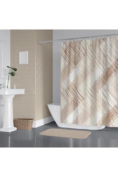 Zethome Κουρτίνα μπάνιου 4250 Model - 2x120x200, Διπλό Φτερό, Δώρο Δαχτυλίδι