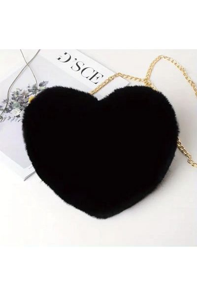 GlassySKY New Fashion Very Stylish Heart Plush Chain Bag Party Wedding Henna Birthday Daytime Use