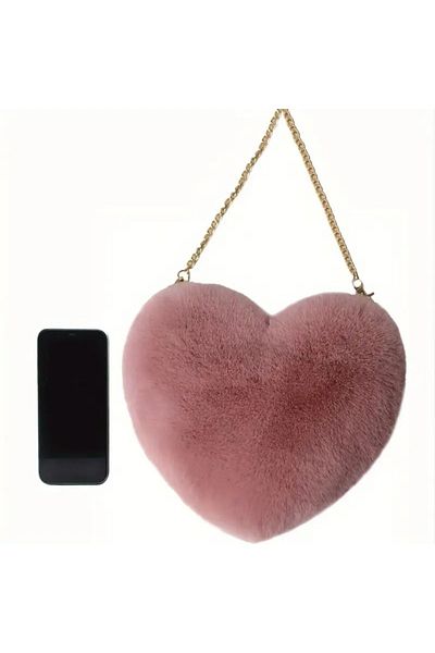 GlassySKY New Fashion Very Stylish Heart Plush Chain Bag Party Wedding Henna Birthday Daytime Use