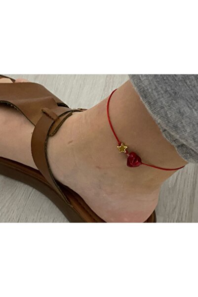 BAE ATOLYE Mother Daughter Combination Red Glass Murano Heart Adjustable Rope Anklet Bracelet