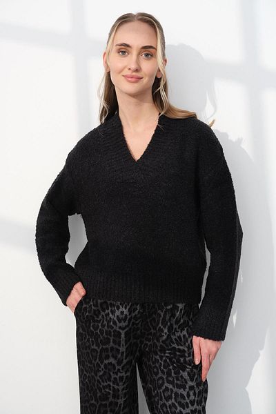Qutu Butik 10661 V-Neck Buckle Triko Sweater