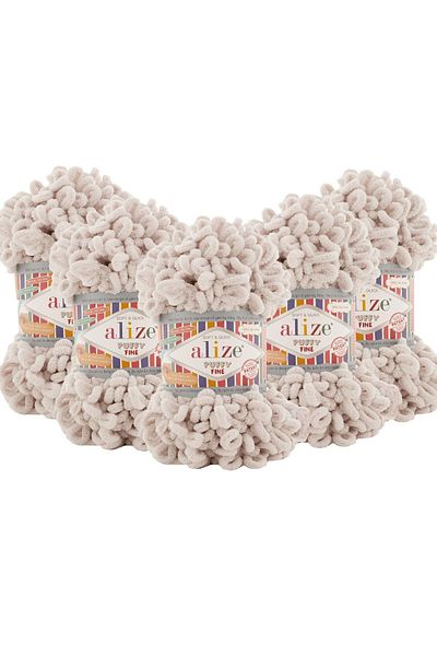 Alize Fine Hand Knitting Yarn 5 Pack - 599 Bone - 100 Gr. 14.5 Mt. Finger Knitting Yarn