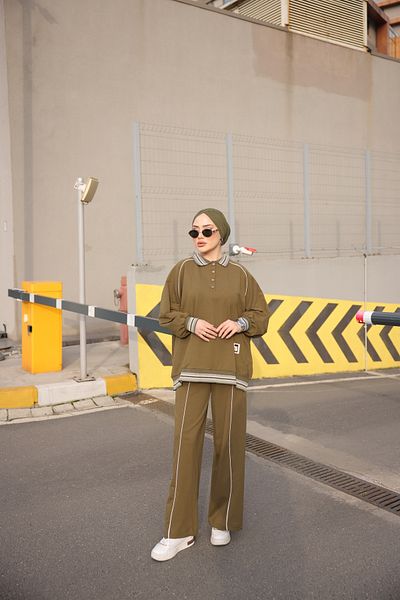 MİMİ Luxury Wear Γυναικείο Σετ Φούτερ Polo Neck Oversize - Σετ δύο τεμαχίων