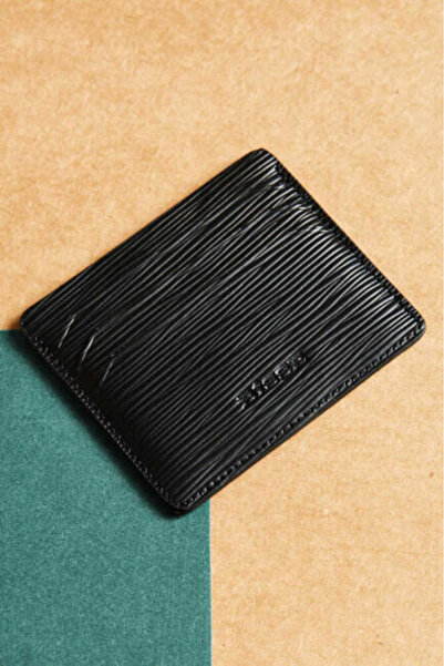 Bisse Men's Laser Patterned Leather Business Card Black
