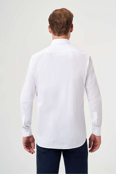 Bisse Regular Fit Дълга ръкава Бяла класическа мъжка риза