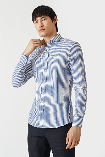 Bisse Slim Fit Uzun Kollu Lacivert Spor Erkek Gömlek