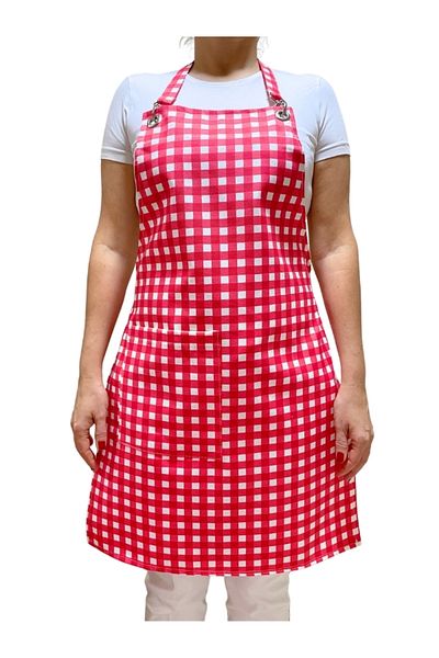 Enoteks Checkered Kitchen Apron with Pockets and Waterproof