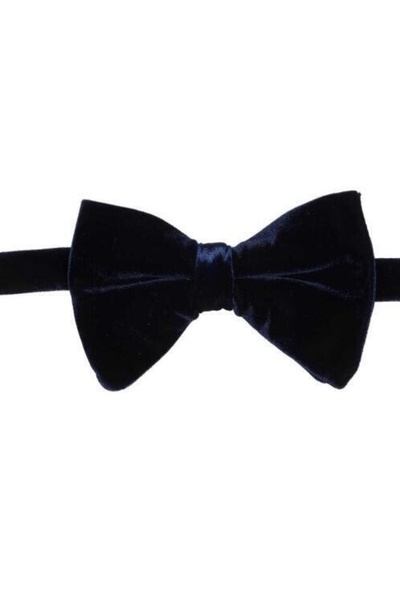 Bisse Navy Blue Velvet Bow Tie