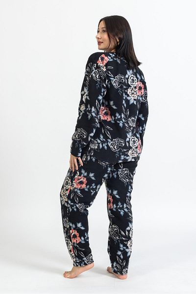 Pemilo Women's 128 Plus Size Fleece Pajama Set BLACK