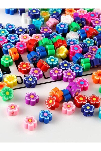 312 KONSEPT 25 Adet Renkli Çiçek Polimer Kil Fimo Boncuk