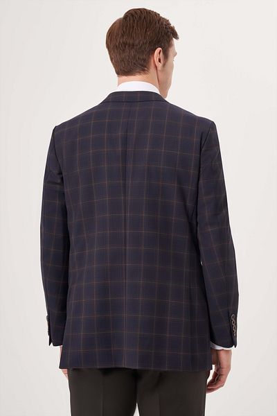 Bisse Men's 6 Drop Mono Collar Double Slit Jacket Navy Blue