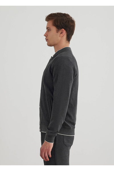 Boris Becker Antrasit Renk Fermuarlı Bomber Mont