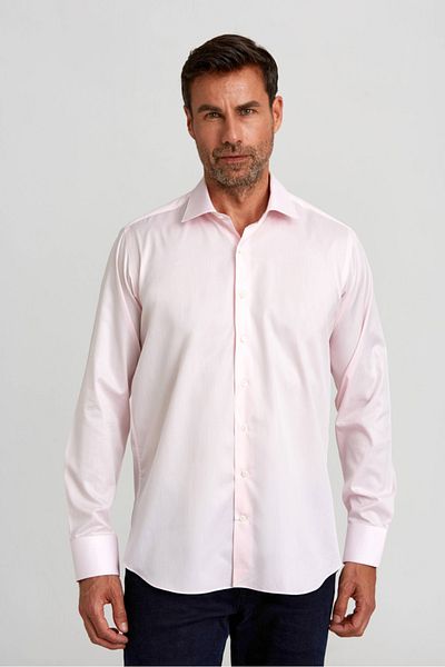 Bisse Regular Fit Long Sleeve Italian Fabric Platinum Pink Men's Shirt
