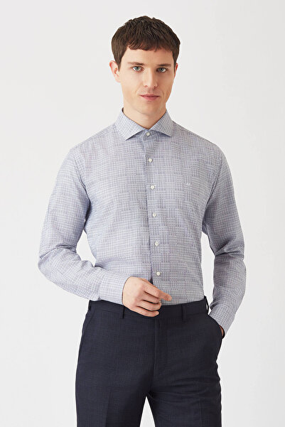 Bisse Erkek Lacivert Pamuk Regular Fit Klasik Gömlek