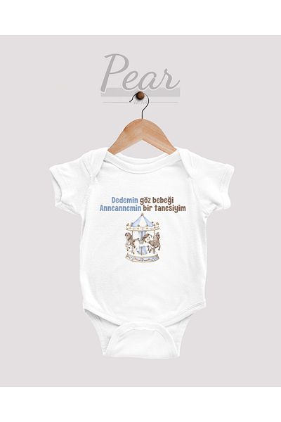 Pear Wear Grandpa Grandma Baby Boy's Bodysuit - Short Sleeve, 100% Cotton, Snap Fastener, 1 Month, 3 Months, 6 Months, 9 Months