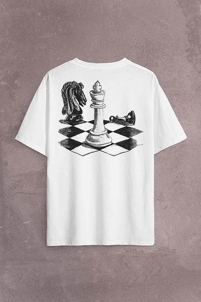 Kendim Seçtim Μπλουζάκι Unisex Oversize - Σκάκι Brain Teaser Μοτίβο βασίλισσας ματ