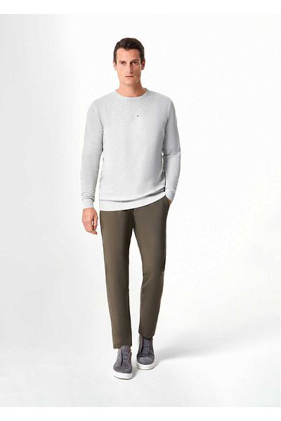 Boris Becker Light Gray Color Pique Textured Crew Neck Knitwear