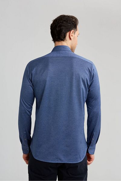 Bisse Platinum Regular Fit Long Sleeve Navy Blue Men's Shirt