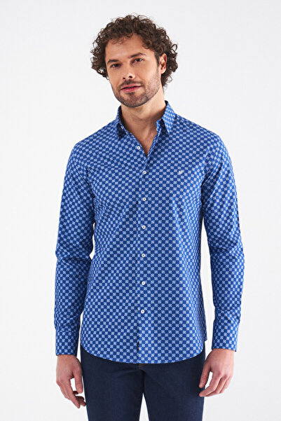 Bisse Slim Fit Uzun Kollu Lacivert Spor Erkek Gömlek