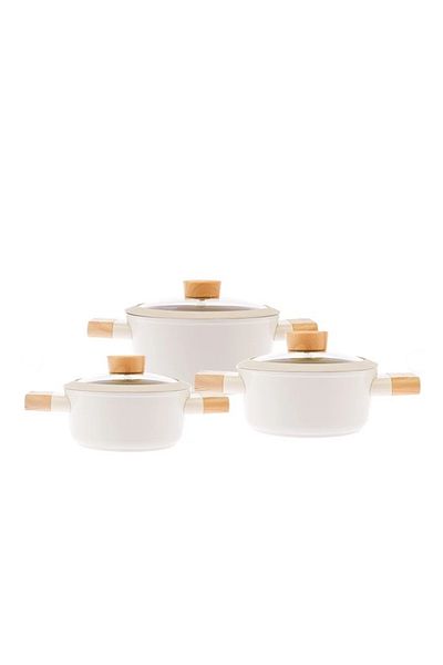 Emsan Swiss Crystal 3-Piece Midi Deep Pot Set 16-20-24 cm