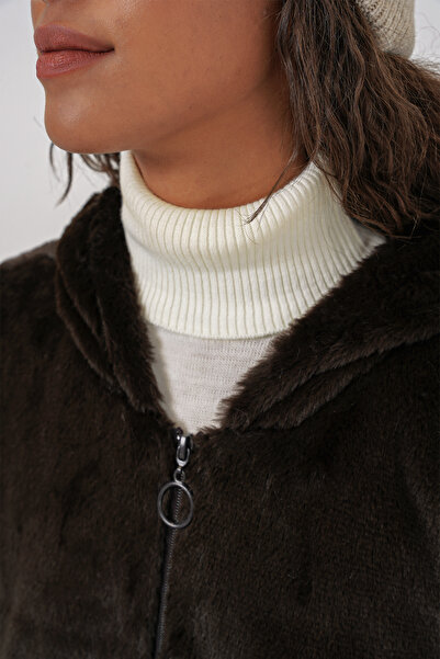 Bigdart 5091 Hooded Fur Lined Coat - Brown