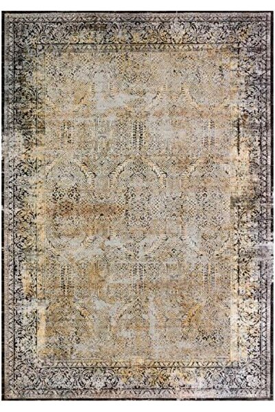 Çam Halı Gloria Td696 Hardal Klasik Desen Dokuma Saçaklı Kilim