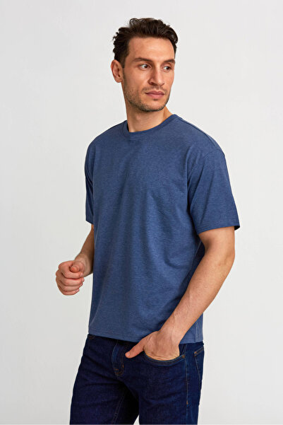 Bisse Basic Oversize Indigo Melange Men's T-Shirt
