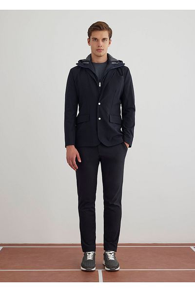 Boris Becker Navy Blue Colored Hooded Removable Mostra Jacket