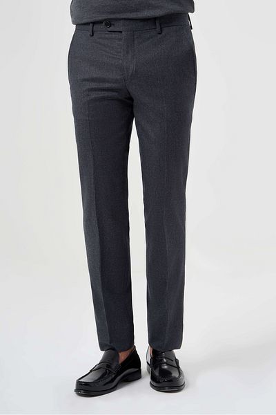 Bisse Regular Fit Straight Woven Flannel Anthracite Classic Men's Trousers