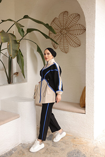 MİMİ Luxury Wear Γυναικείο κρεπ διπλό σετ με χιτώνα και παντελόνι