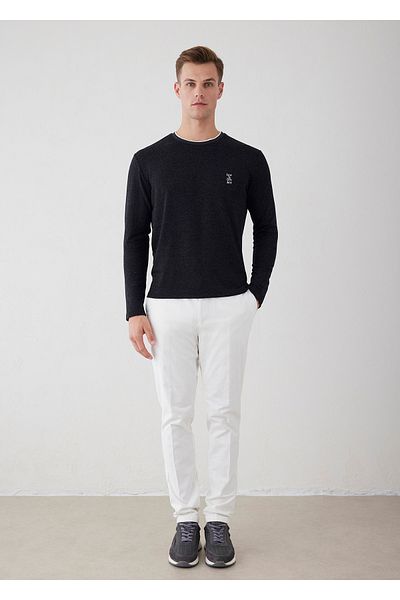 Boris Becker Anthracite Color Logo Detailed Knitted Sweat