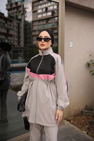 MİMİ Luxury Wear Σετ Φούτερ Hijab με φερμουάρ - Σετ των δύο