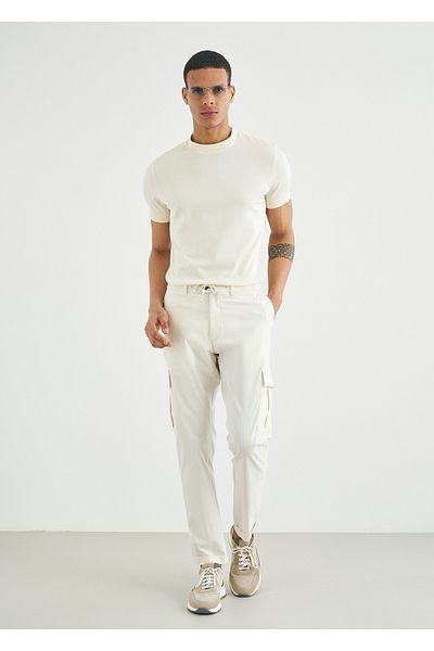 Boris Becker Off-White Color Cargo Παντελόνι